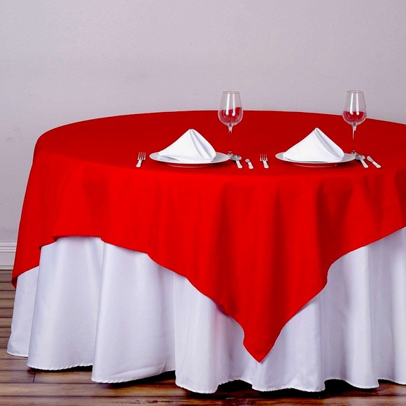 Other - Red Polyester Square Table Overlay Tablecloth